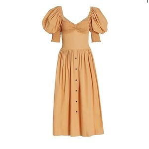 BNWT SWF Puff-Sleeve Sweetheart Midi dress sz Small Recharge $329